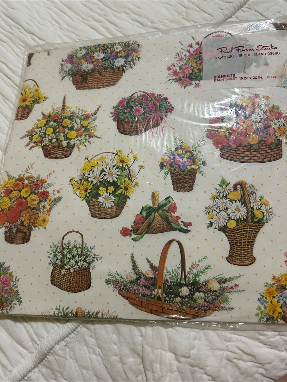 Vintage Nature Motif Gift Wrap Sheets - Fish, Bear & Dragonfly 8 ft total NIP